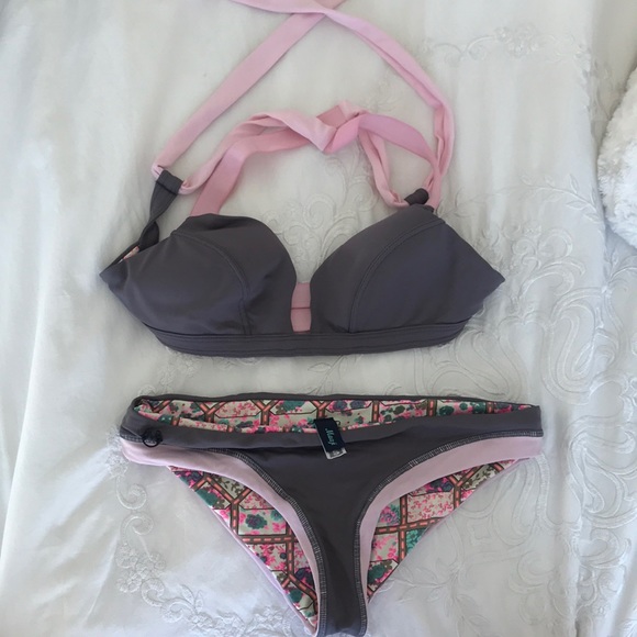 Maaji Other - Maaji two piece grey and pink cross cross bikini